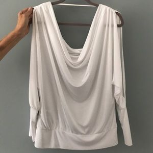 BCBG Drape Front Cold Shoulder Top