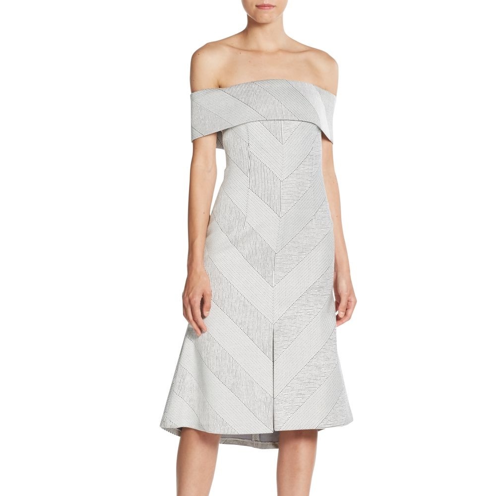 N Nicholas off the shoulder chevron dress size 2