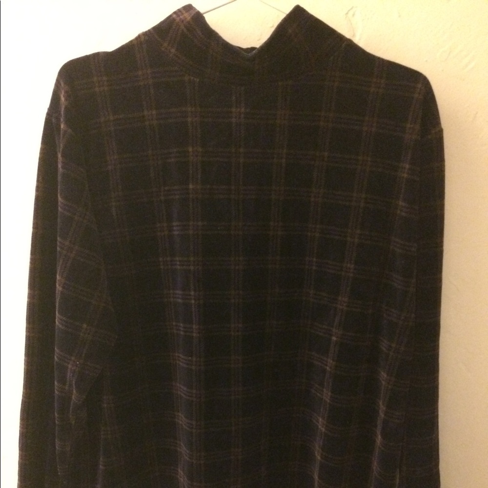 Vintage Charter Club Velvet Plaid Turtleneck