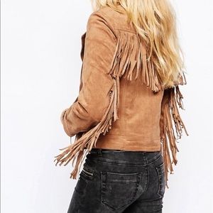 NWT Hollister Faux Suede Fringe Jacket