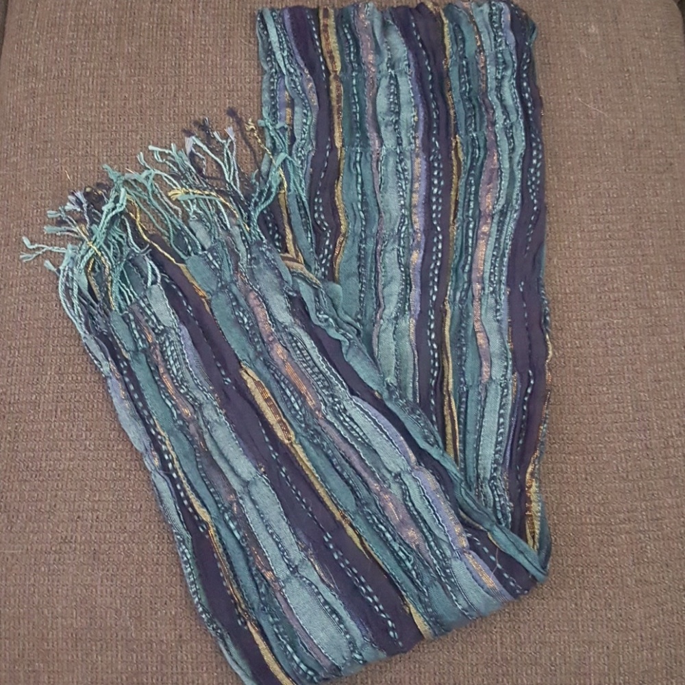 Multi colored Turquoise with fringe scarf