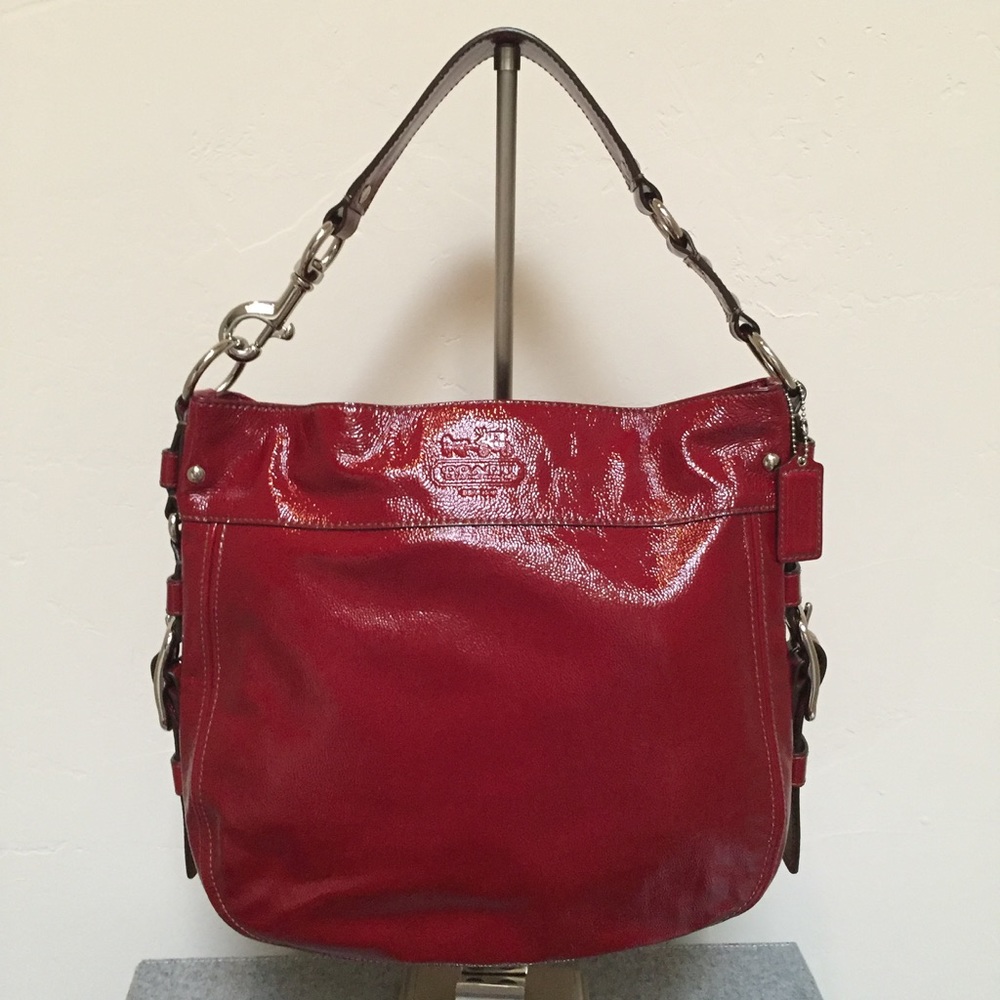 COACH X-Lrg ZOE Patent Leather Hobo RED #12269 EUC