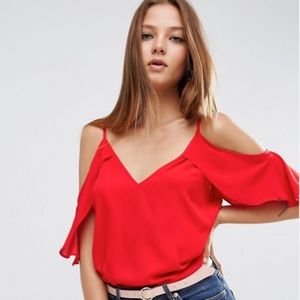 ASOS Cold Shoulder Top With Flutter Sleeve NWT ASOS Cold Shoulder Top With Flutter Sleeve NWT