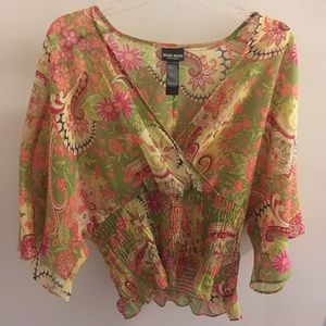 Flower printer sheer blouse