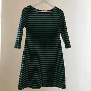 GAP 3/4 Sleeve Green & Blue Striped Dress