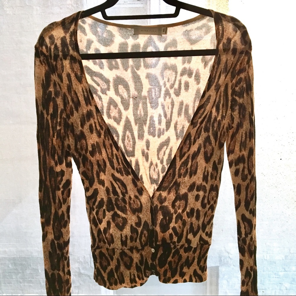 Minkpink Leopard Print Cardigan Sweater