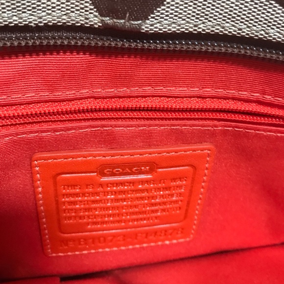 Coach brown purse with orange piping like new - Picture 3 of 4