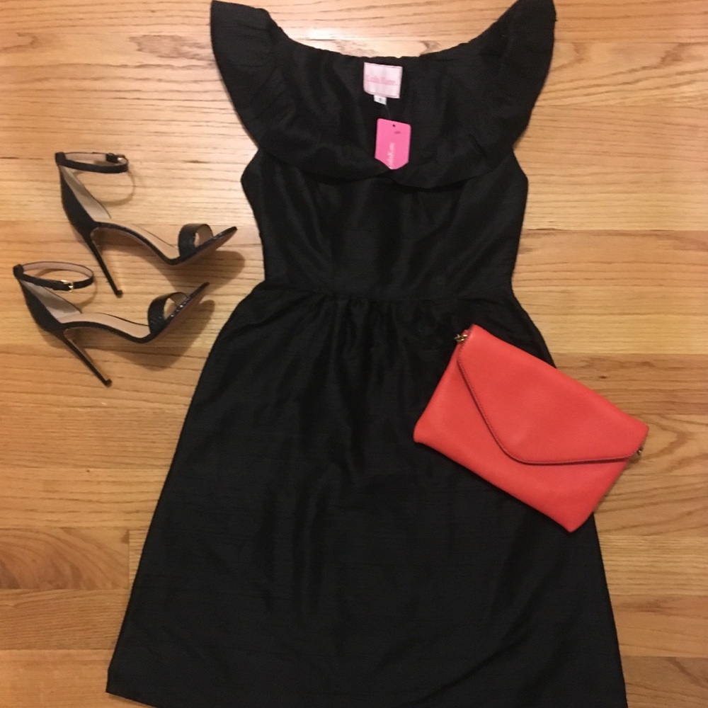 LulaKate party dress size 2 black shantung silk