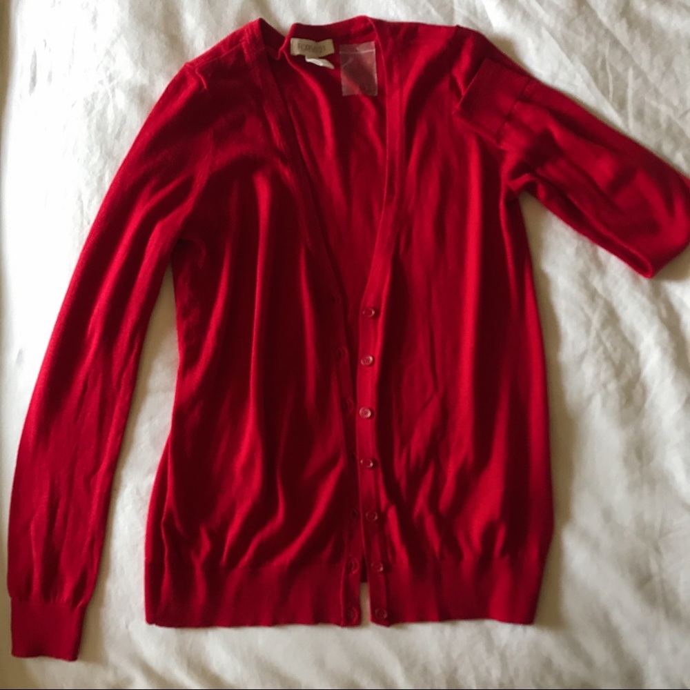 Red Button Up Cardigan
