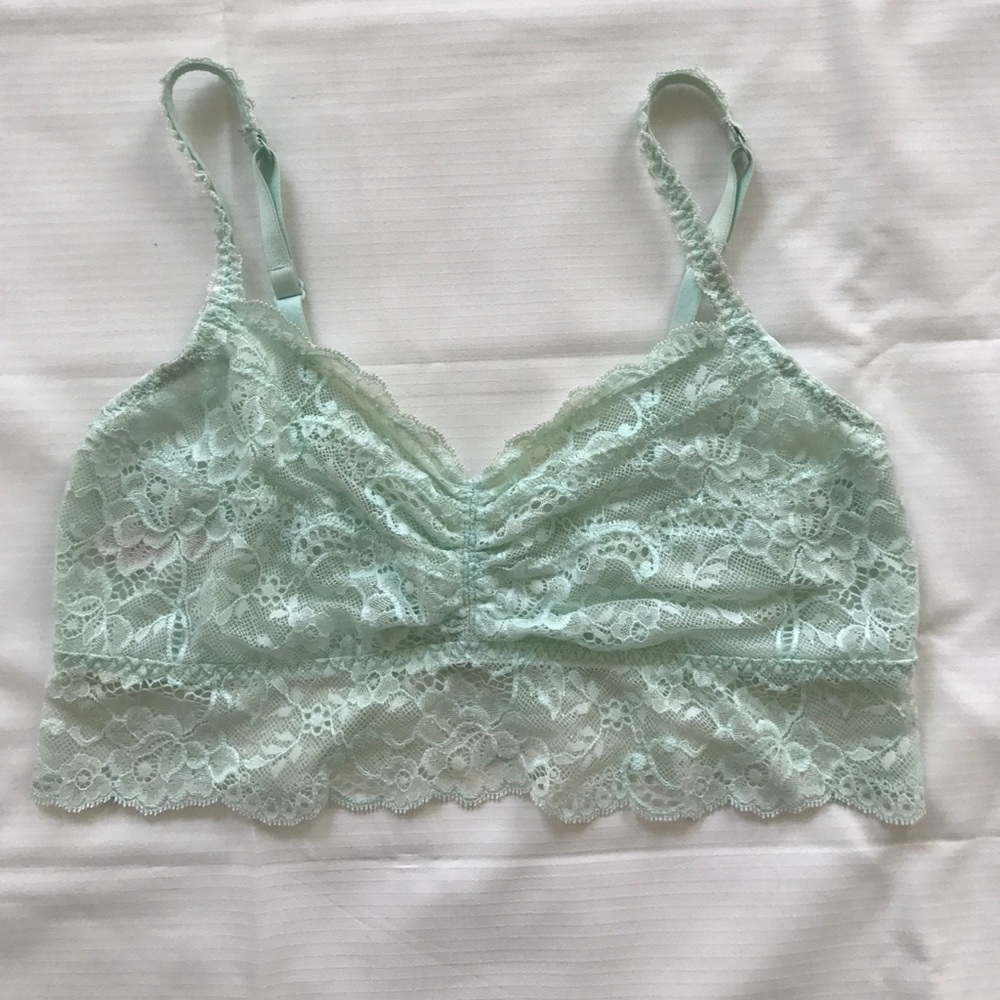 Large mint green Victoria's Secret lace bralette.
