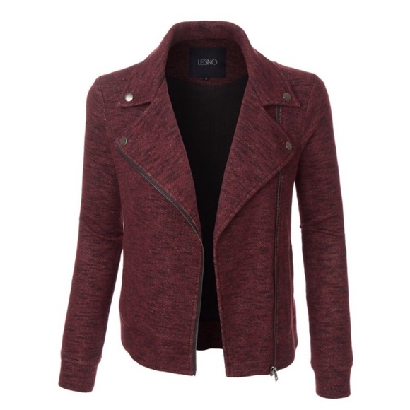 Mulled Wine Knit Moto Jacket - Picture 2 of 6