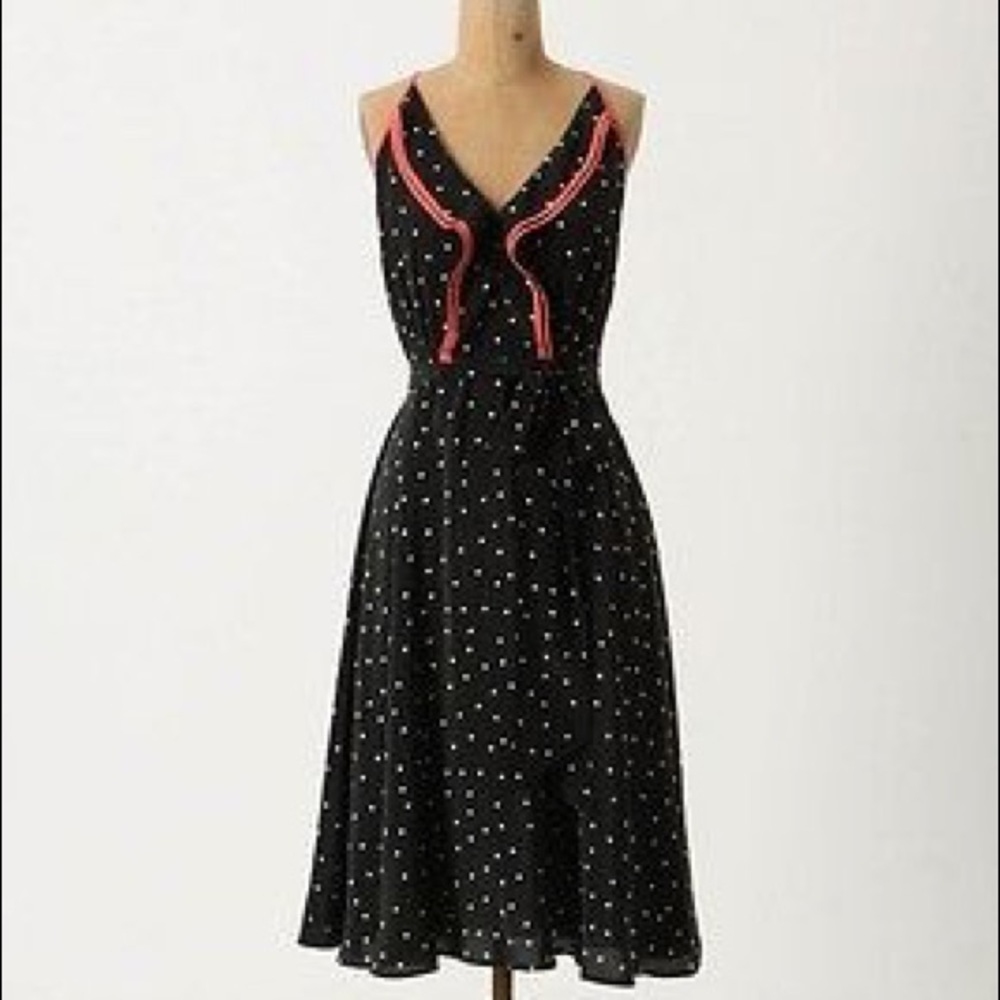 Anthropologie Gull Wing Silk Polka Dot Dress Sz 8
