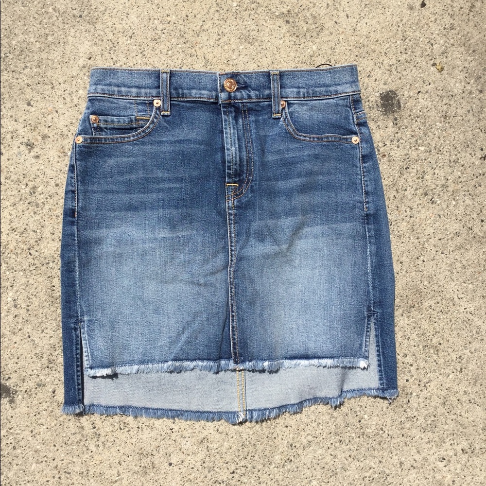 7 for all mankind denim straight uneven skirt