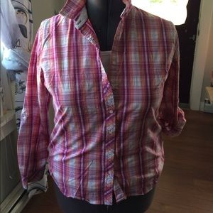 NWOT pastel plaid print blouse