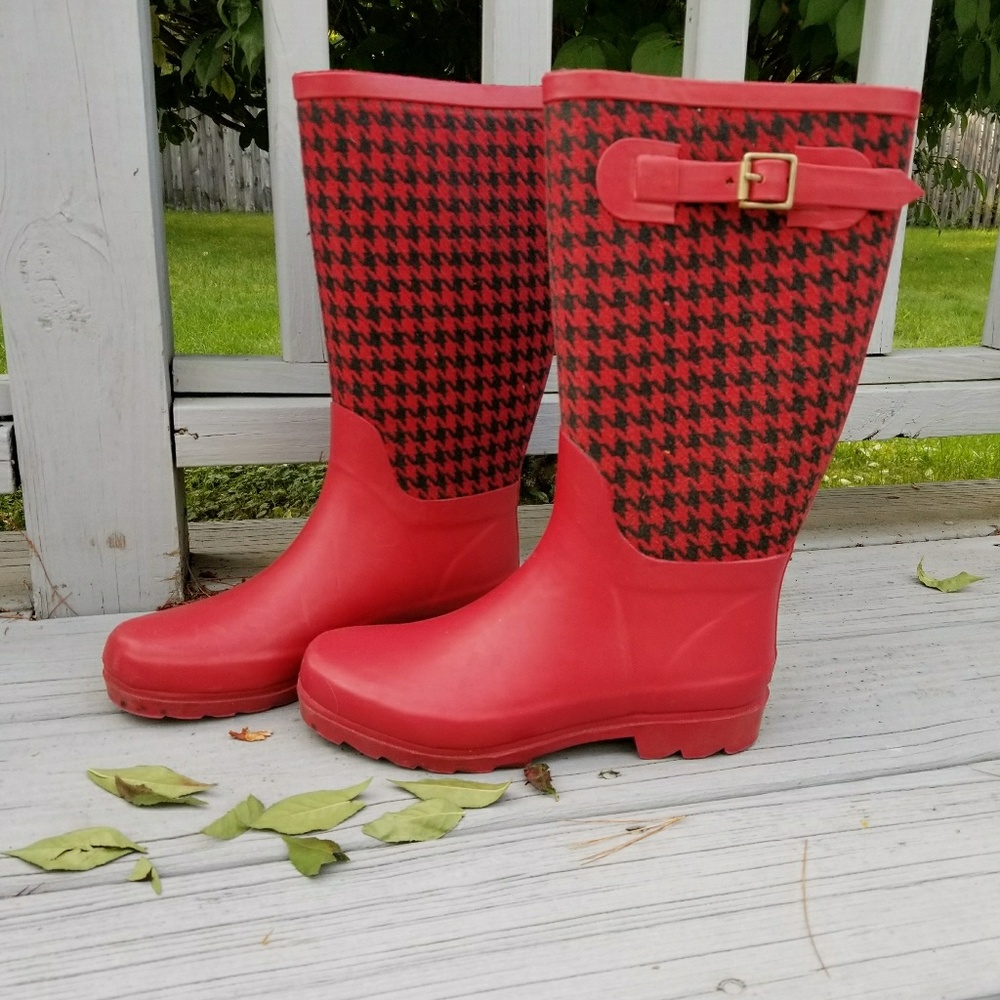 Cute houndstooth Spring rain boots wellies 7