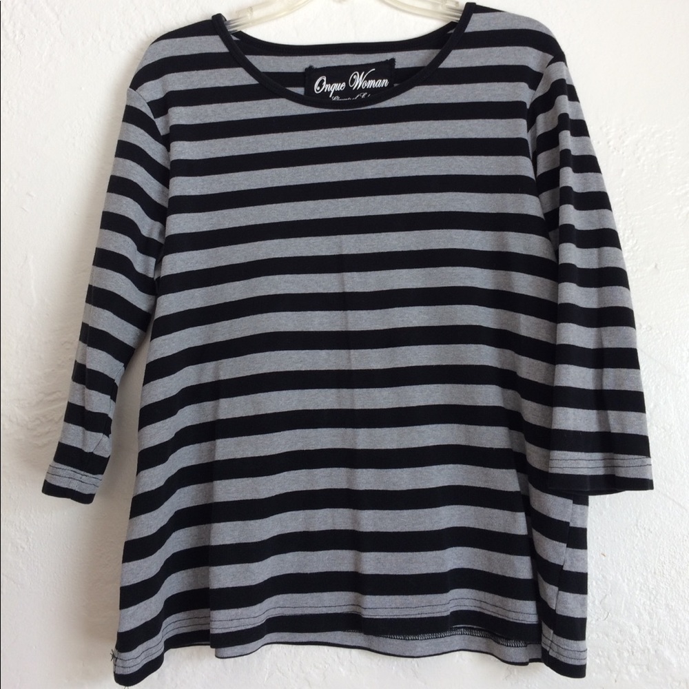 Black and gray heavy weight 3/4 sleeve tee