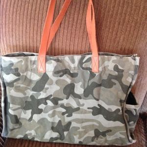 Preppy Green Camo Canvas Tote