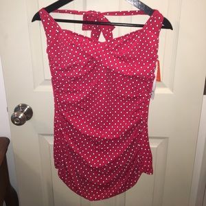 Polkadotted tummy control bathing suit