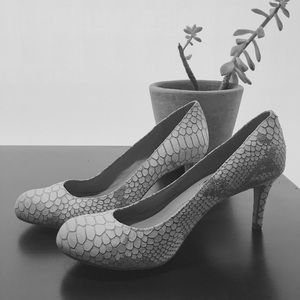 BCBGMaxazria Faux Snakeskin Leather 3" Heels