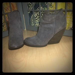 Gray suede booties