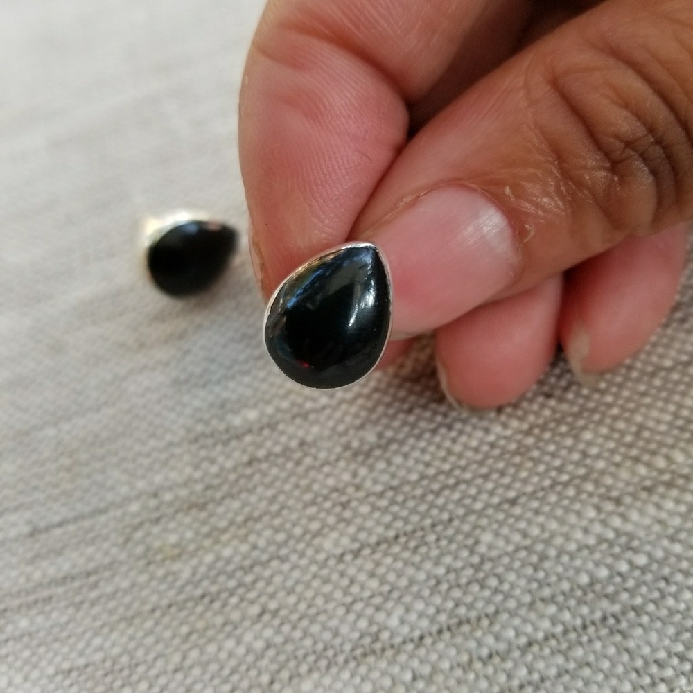 Black Coral Sterling Silver Studs