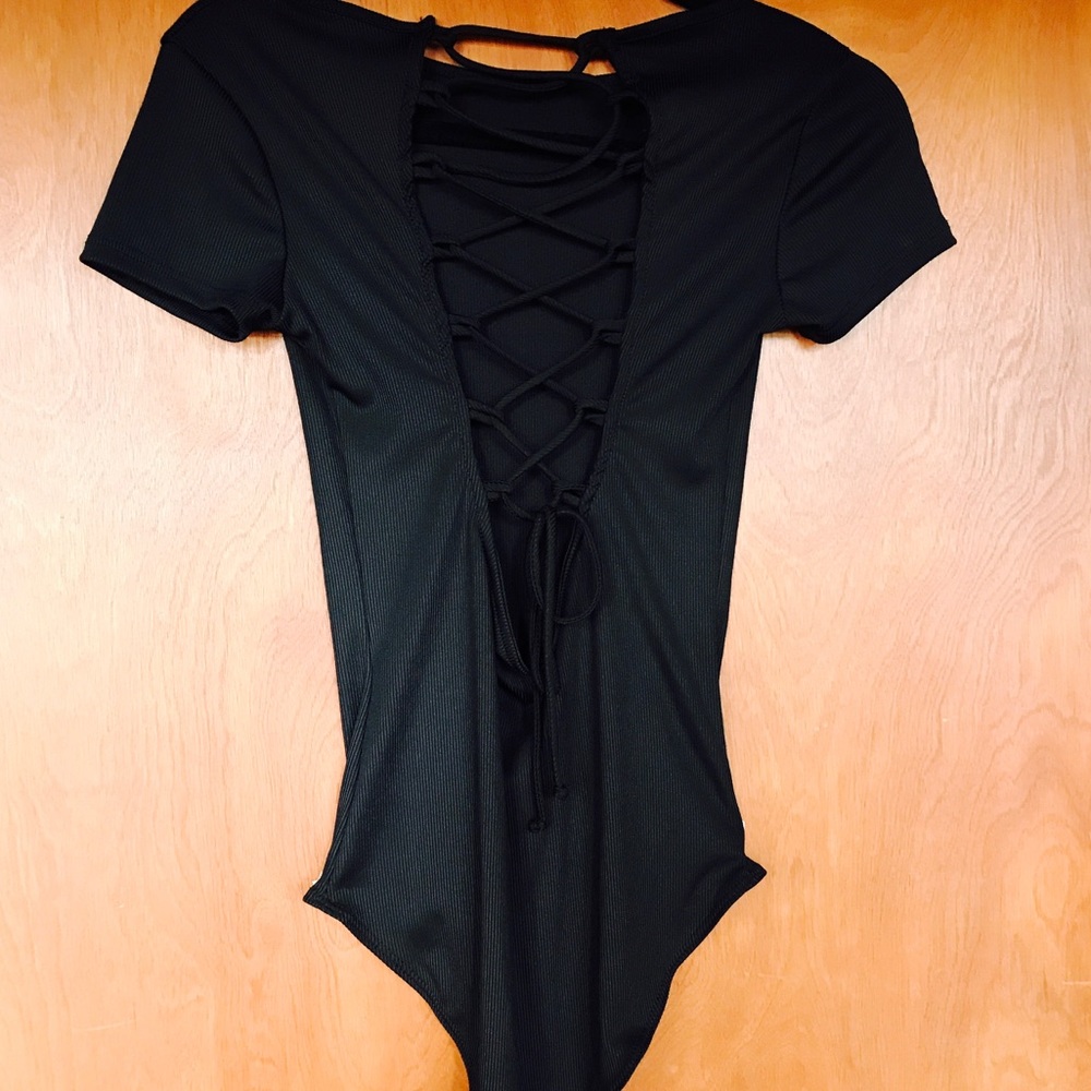 Lace Up Back- Muscle Tee Onesie