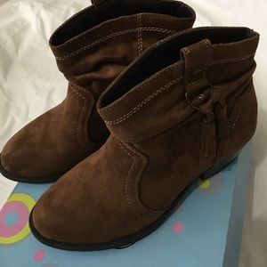 Brown faux suede booties