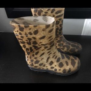 DAV Lil Girls Leopard Rainboots