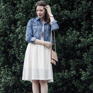 H&M Cream Lace Midi Skirt Size 10