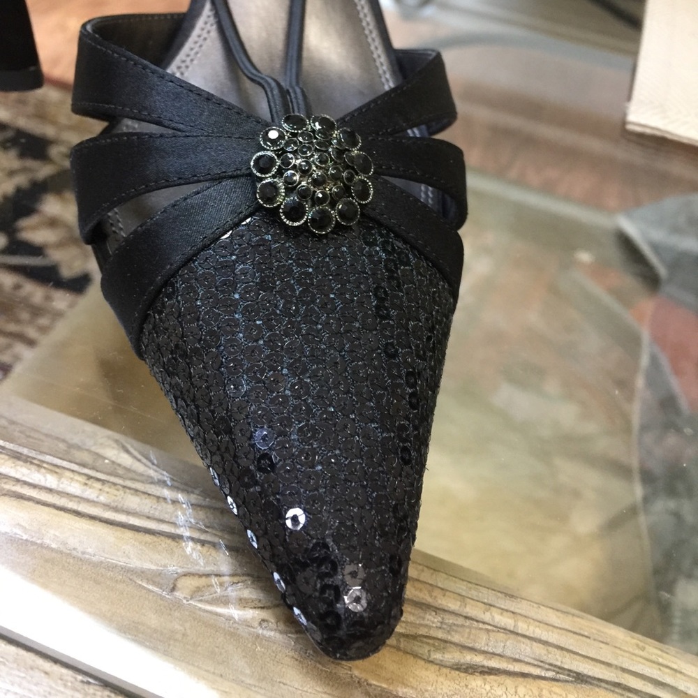 Sequined Pumps With Studded flower NWOT