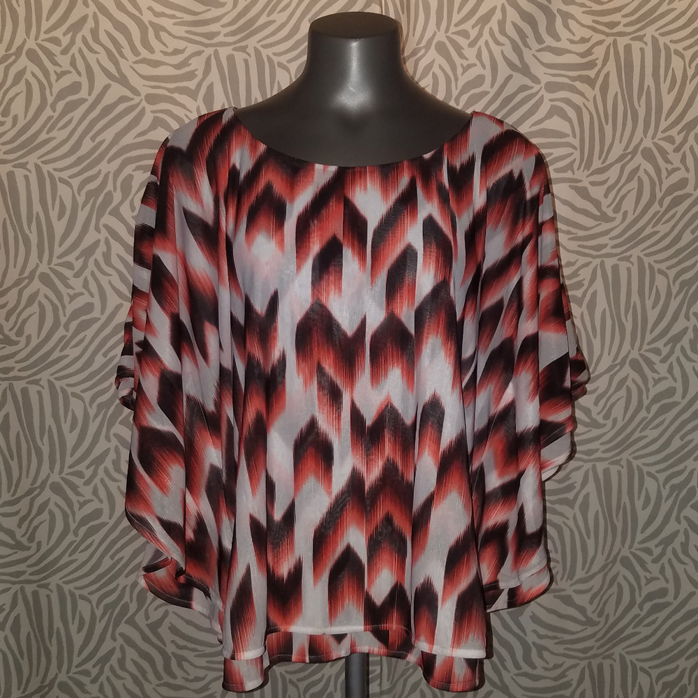Jennifer Lopez Red, Black, and White Top - NWOT