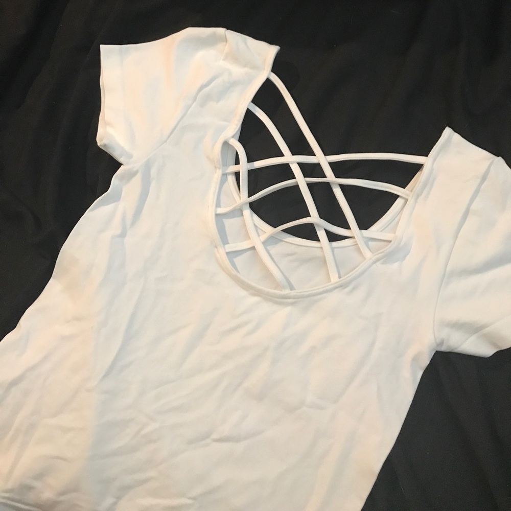 strapped (in back) white top