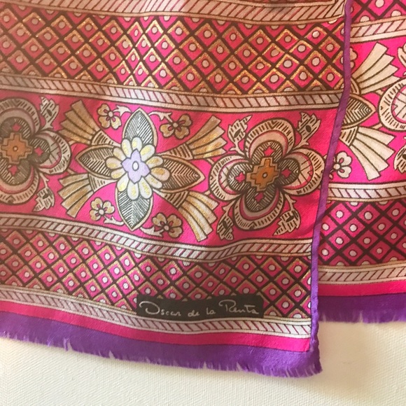 Vintage Oscar de la Renta Silk Scarf - Picture 3 of 5