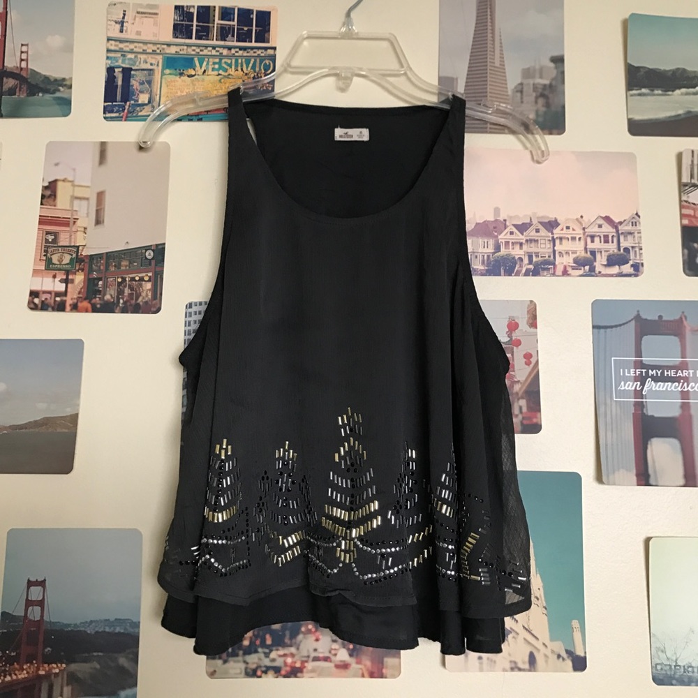 Hollister Flowy Embellished Top