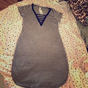 Grey distressed dress.