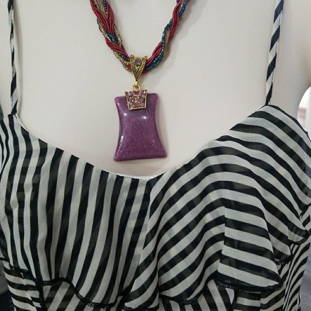 🦃 DONATED Beautiful striped cami with ruffles - Picture 6 of 6