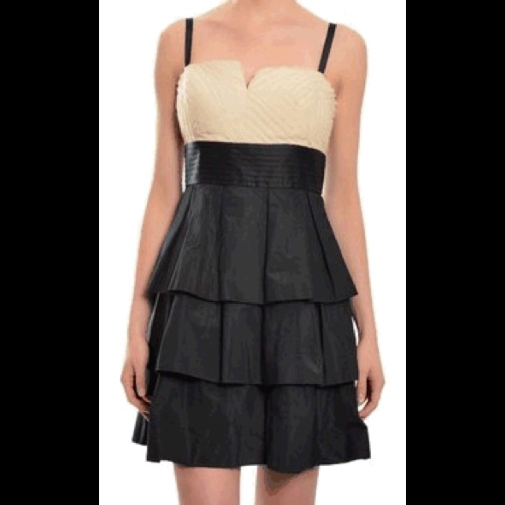 BCBG nude/black ruffle dress - 6