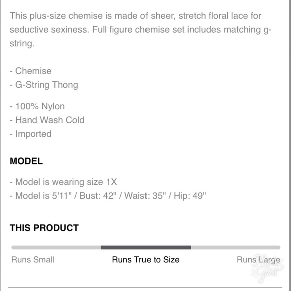 NEW PLUS red Rose lace flared chemise w/ g string - Picture 3 of 3