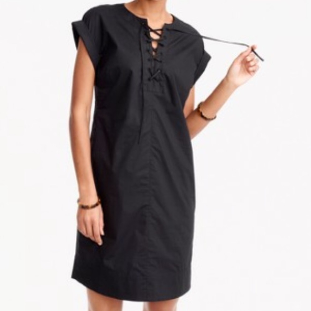 BNWT JCrew Lace Up BLACK Shirtdress