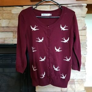 Maroon Sparrow Cardigan Sweater