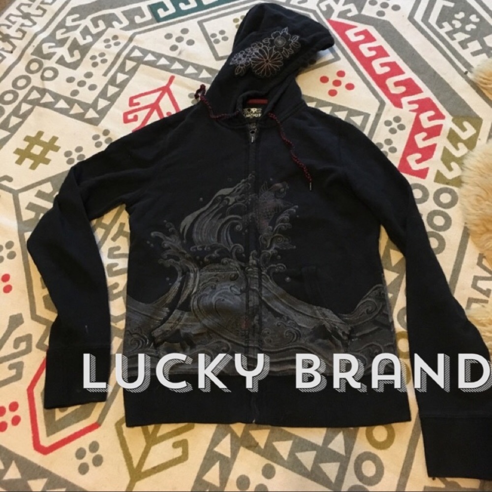 FLASH SALE ⚡️Lucky Brand wave Koi and flower hoody