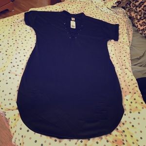 Black distressed dress.