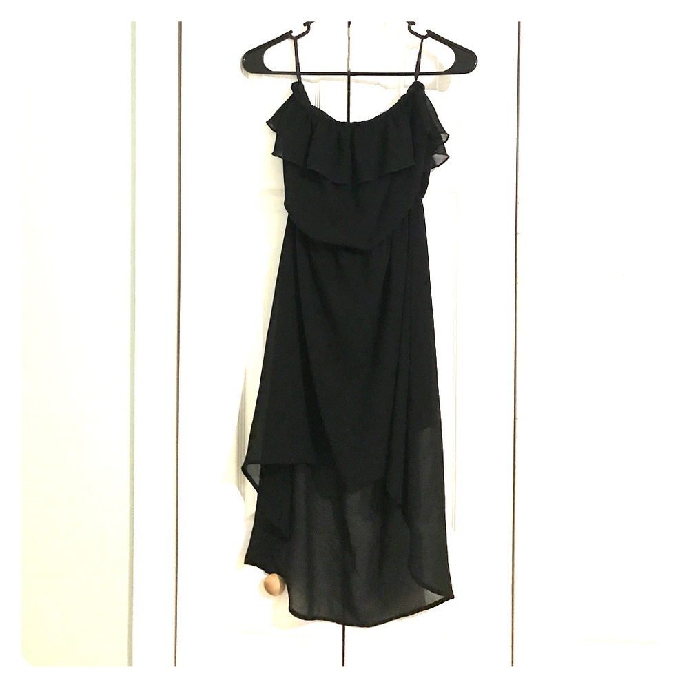 Black high low strapless dress