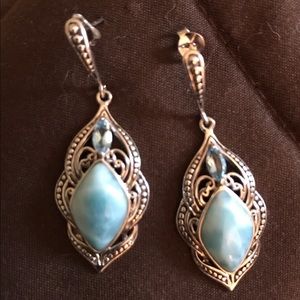 Light Turquoise Color Earrings. Sterling Silver