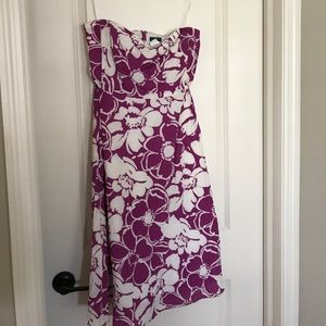 J Crew strapless magenta Floral Dress