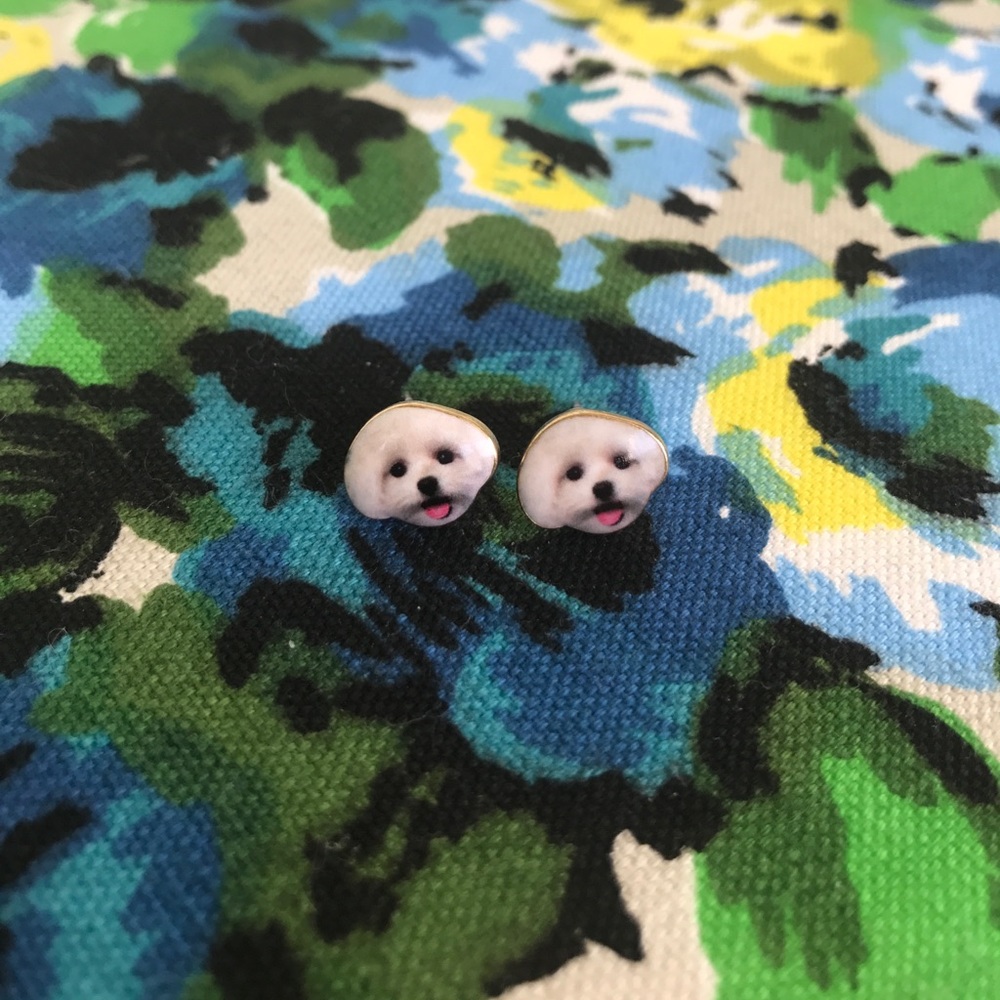 White dog face earrings - never worn!