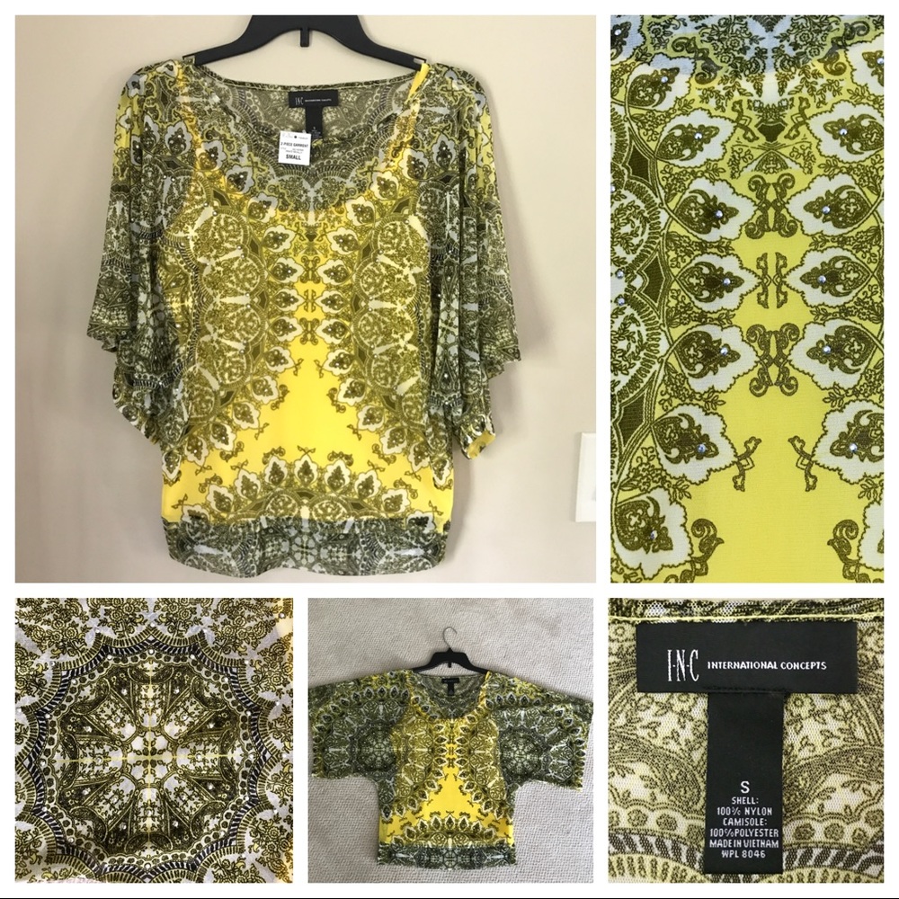 INC Intl Concepts Sheer top w/camisole NWOT