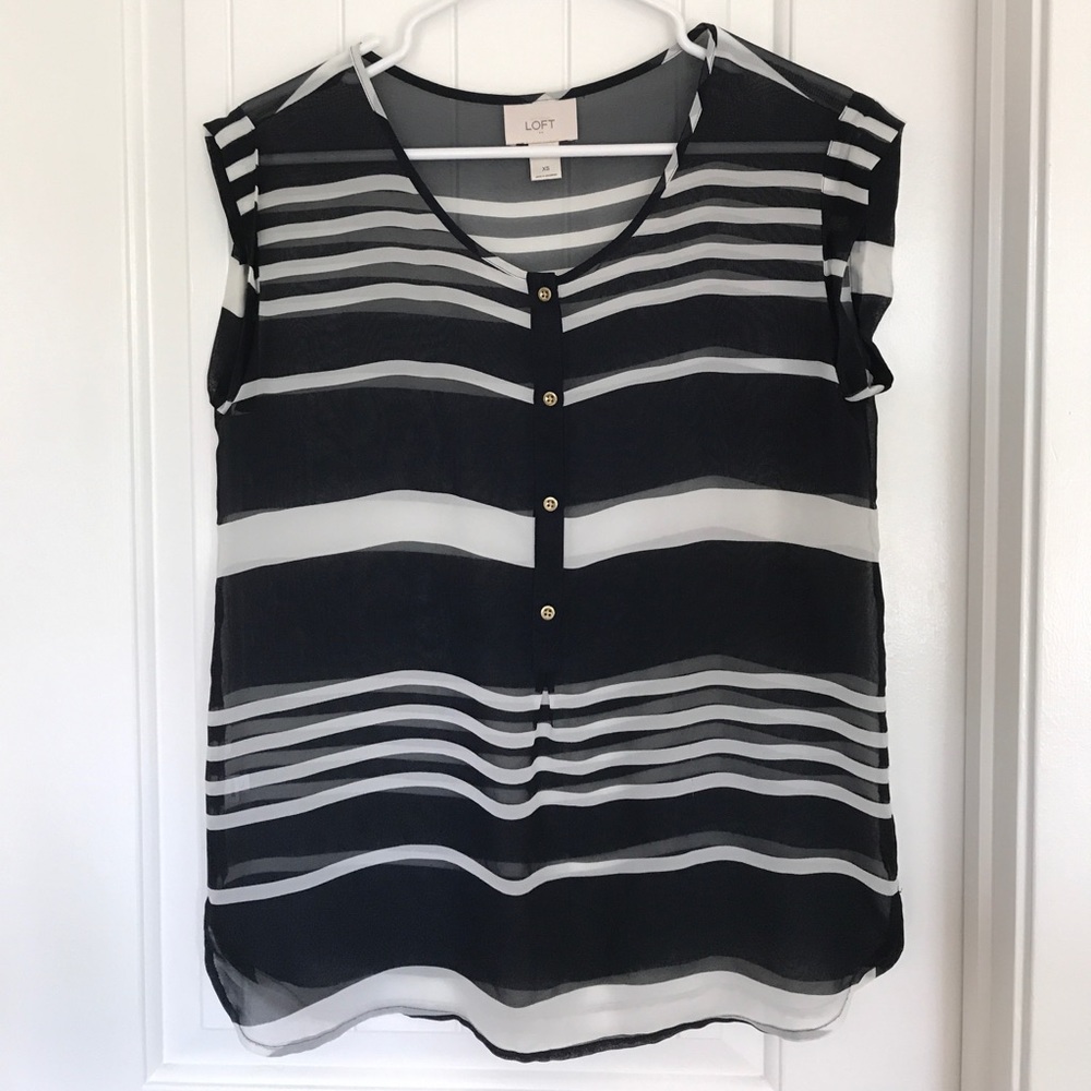 LOFT navy and white striped top.