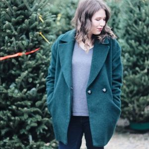 Banana Republic Forest Green Wool Cocoon Coat Sz S