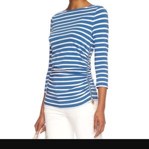 Michael Kors striped long sleeve zippered shirt
